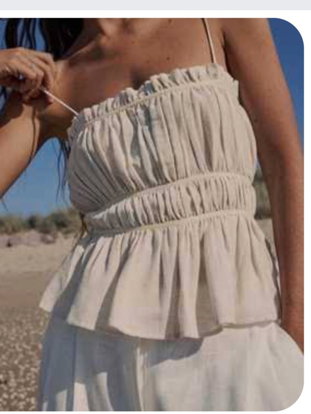 ZARA Safari caramel Smocked Ruffle Peplum Cami Top in Light Beige! NWT! S